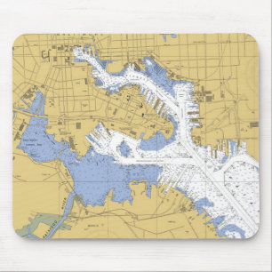 Baltimore, MD Nautical Harbour Chart Mousepad