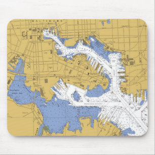 Baltimore MD Nautical Harbour Chart mousepad