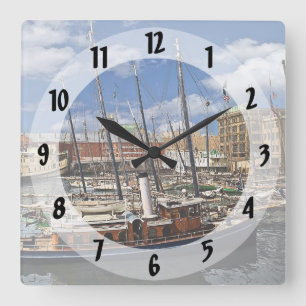 Baltimore, MD – The Tugboat Lannan c1905 Square Wall Clock