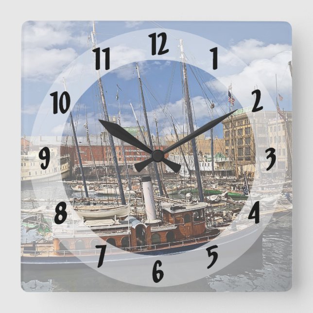 Baltimore, MD – The Tugboat Lannan c1905 Square Wall Clock (Front)