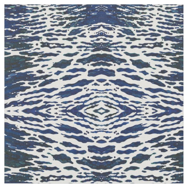 'Baltimore' Navy & White Nautical Waves Fabric (Close Up)