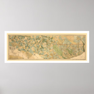 Baltimore & Ohio Railroad Map 1890 Poster