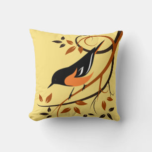 Baltimore Oriole Bird Throw Pillow