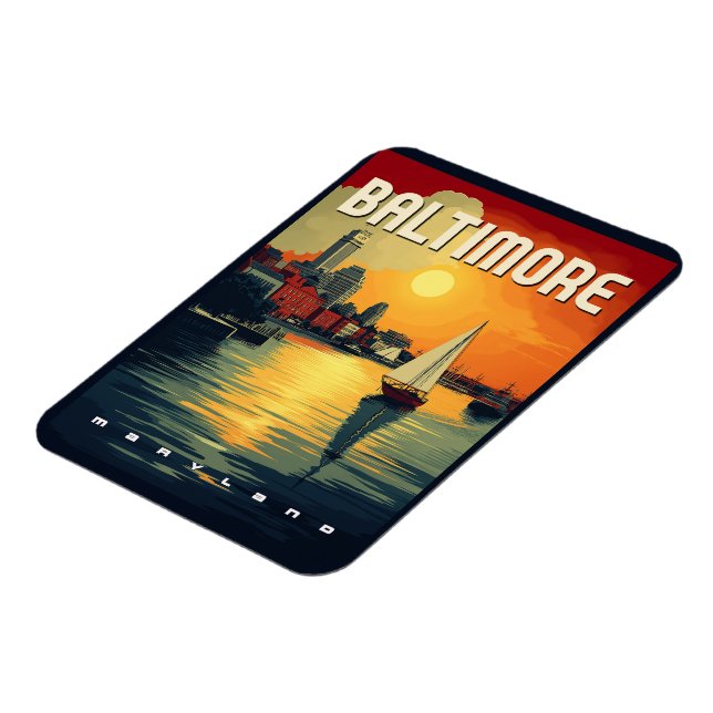 Baltimore Retro Travel  Magnet (Left Side)