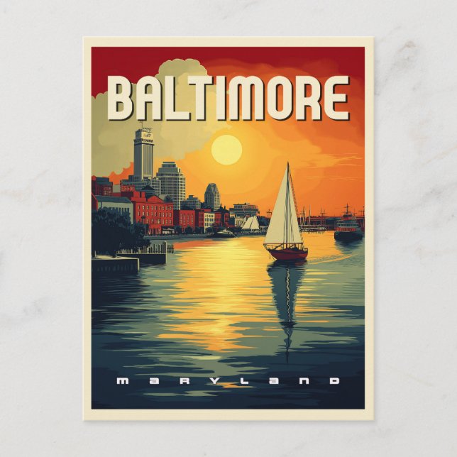 Baltimore Retro Travel  Postcard (Front)