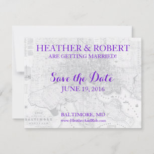 Baltimore Save the Date Vintage Map (grey) Invitation