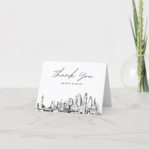 Baltimore Skyline Sketch Blank Thank You Card