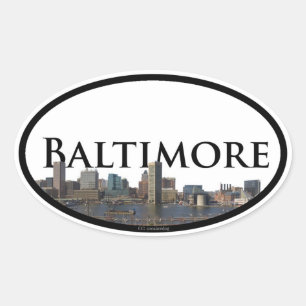 Baltimore Skyline with Baltimore in the Sky Oval Sticker