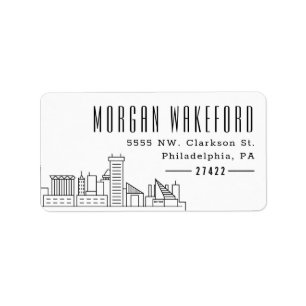 Baltimore Stylized Skyline Large Address Label