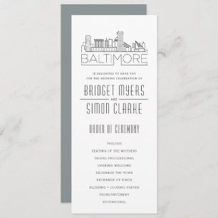 Baltimore Stylized Skyline   Wedding Program