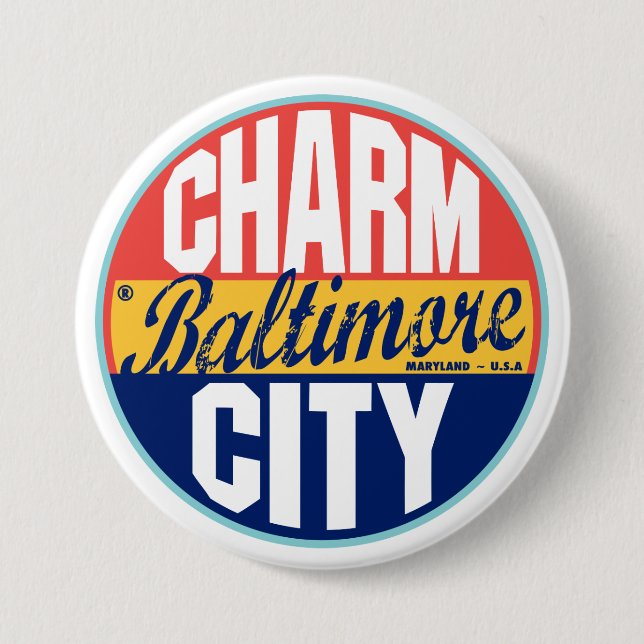 Baltimore Vintage Label 3 Inch Round Button (Front)