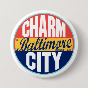 Baltimore Vintage Label 3 Inch Round Button