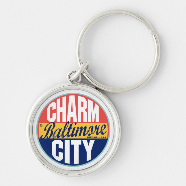 Baltimore Vintage Label Keychain (Front)