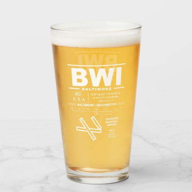 Baltimore/Washington Int'l Airport BWI Glass (Front Filled)