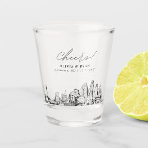 Baltimore Wedding Favour Personalized Cheers Shot Glass