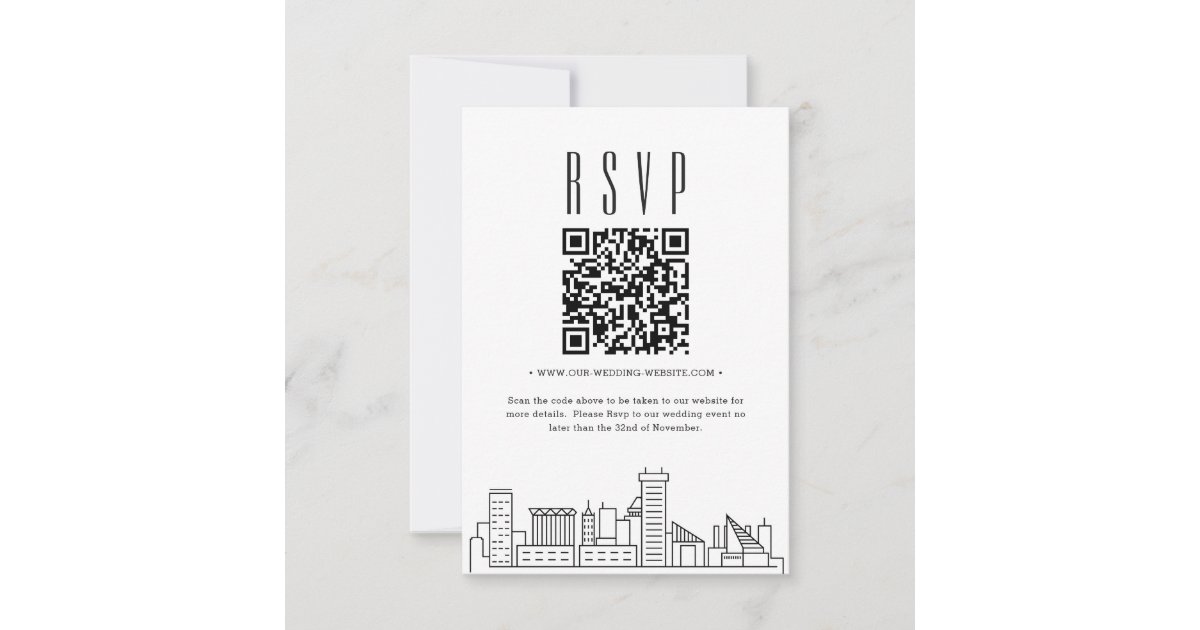 Baltimore Wedding QR code RSVP Invitation | Zazzle