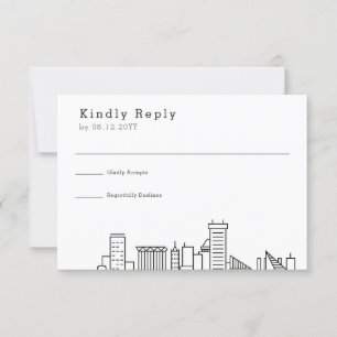 Baltimore Wedding   Stylized Skyline RSVP Card