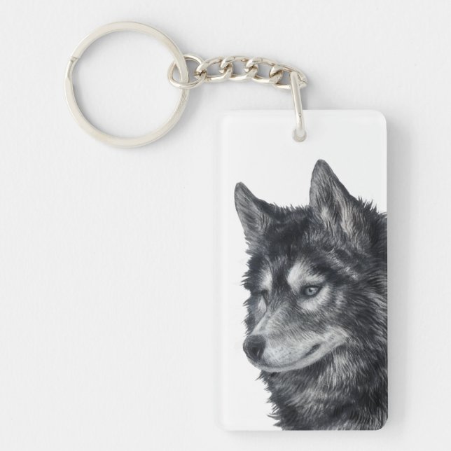 Balto Dog Illustration Keychain (Front)