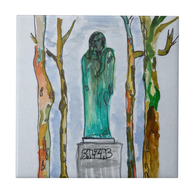 Balzac Statue by Rodin | Paris, France Tile (Front)