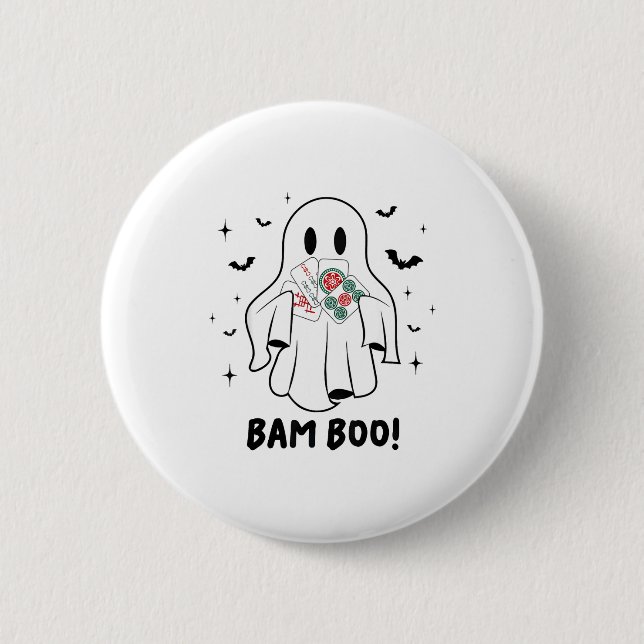 Bam Boo Halloween Ghost Mahjong Funny Costume Game 2 Inch Round Button (Front)