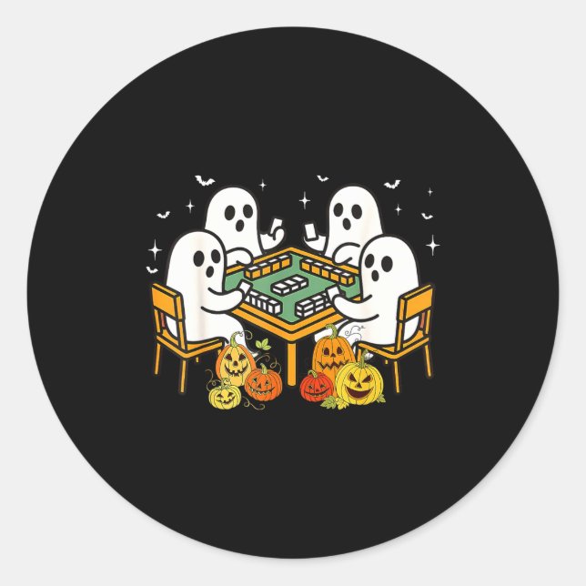 Bam Boo Halloween Ghost Mahjong Funny Costume Game Classic Round Sticker (Front)