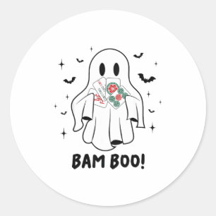 Bam Boo Halloween Ghost Mahjong Funny Costume Game Classic Round Sticker