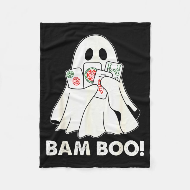 Bam Boo Halloween Ghost Mahjong Funny Costume Game Fleece Blanket (Front)