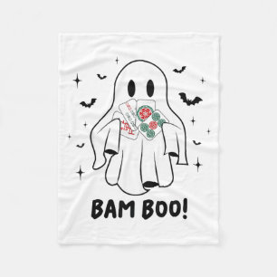 Bam Boo Halloween Ghost Mahjong Funny Costume Game Fleece Blanket