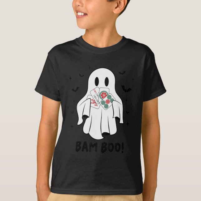 Bam Boo Halloween Ghost Mahjong Funny Costume Game T-Shirt (Front)