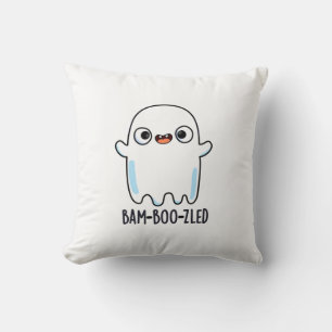 Bam-boo-zled Funny Halloween Confused Ghost Pun Throw Pillow
