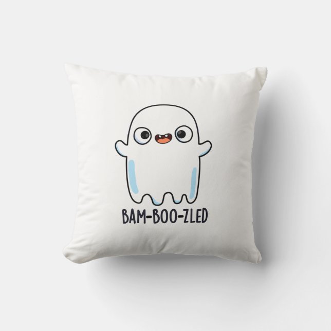 Bam-boo-zled Funny Halloween Confused Ghost Pun  Throw Pillow (Front)