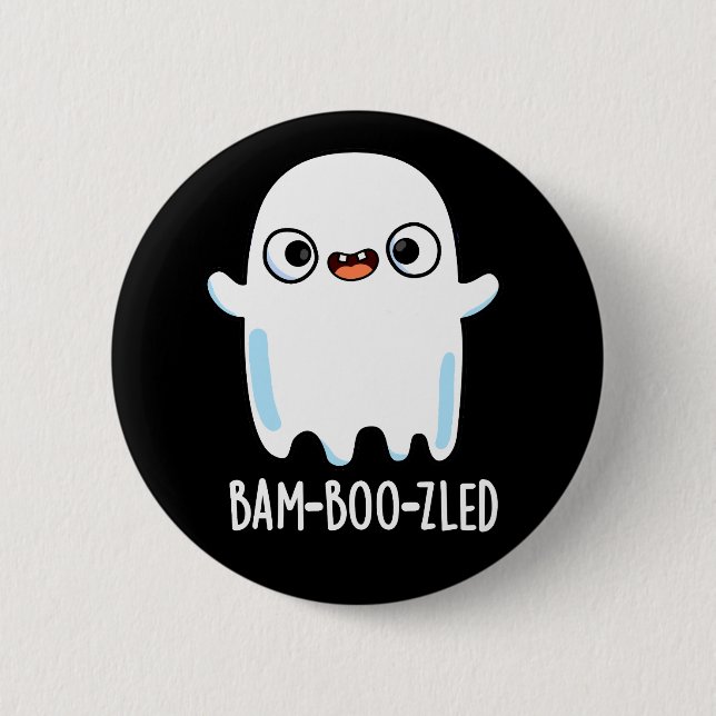 Bam-boo-zled Funny Halloween Ghost Pun Dark BG 2 Inch Round Button (Front)
