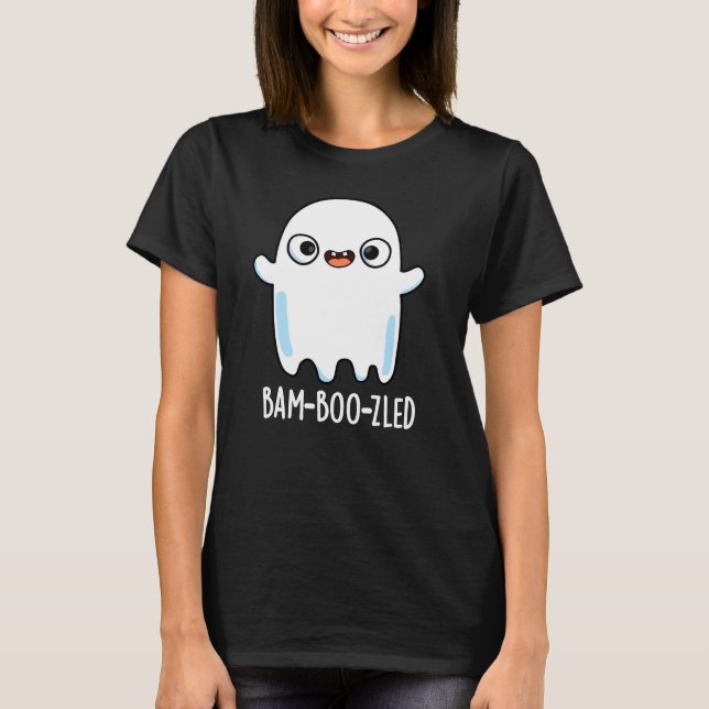 Bam-boo-zled Funny Halloween Ghost Pun Dark BG T-Shirt (Front)