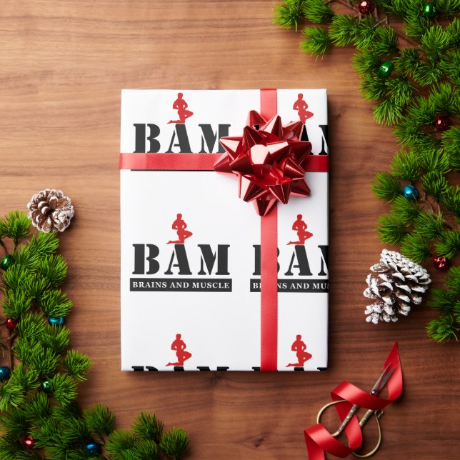BAM Brains and Muscle Bodybuilding Wrapping Paper (Holiday Gift)