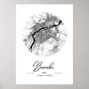 Bamako - Mali Black Water City Map Poster