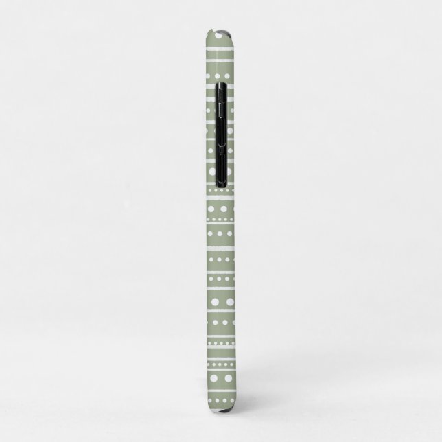 Bamanko Dotted Striped Mudcloth Pattern Sage Green Case-Mate iPhone Case (Back/Left)