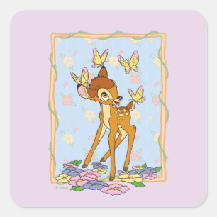Bambi and Butterflies Square Sticker
