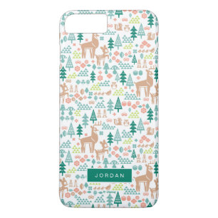 Bambi and Woodland Friends Pattern   Add Your Name iPhone 8 Plus/7 Plus Case