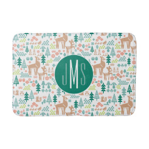 Bambi and Woodland Friends Pattern   Monogram Bath Mat