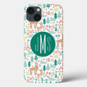 Bambi and Woodland Friends Pattern   Monogram iPhone 13 Case