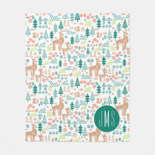 Bambi and Woodland Friends Pattern   Monogram Fleece Blanket
