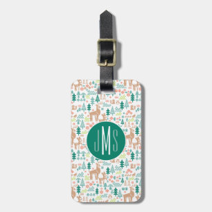 Bambi and Woodland Friends Pattern   Monogram Luggage Tag