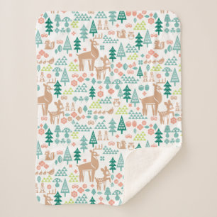 Bambi and Woodland Friends Pattern   Monogram Sherpa Blanket