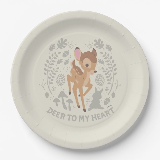 Bambi "Deer To My Heart" Forest Graphic Paper Plate (Front)