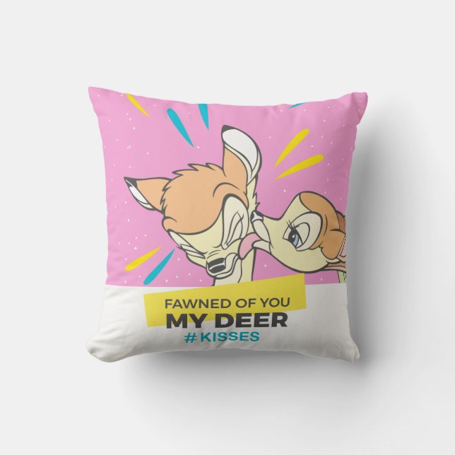Bambi & Faline "Fawned Of You My Deer" Throw Pillow (Front)