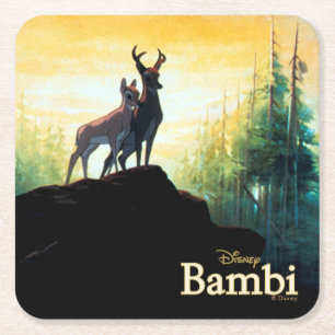 Bambi & Faline On Cliff Square Paper Coaster