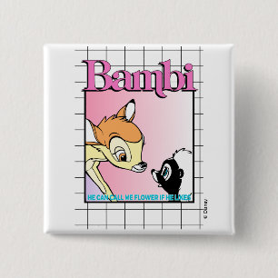 Bambi & Flower Retro Grid Graphic 2 Inch Square Button