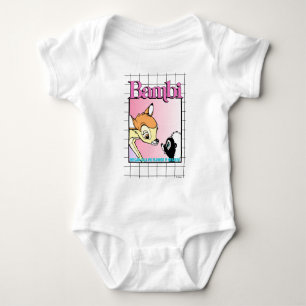 Bambi & Flower Retro Grid Graphic Baby Bodysuit