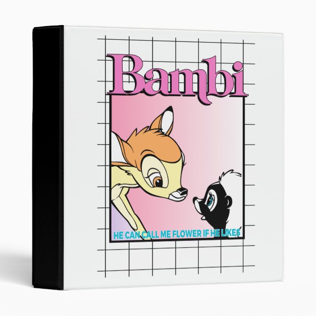 Bambi & Flower Retro Grid Graphic Binder (Front/Spine)