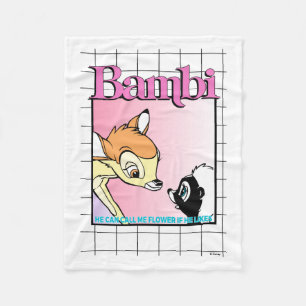 Bambi & Flower Retro Grid Graphic Fleece Blanket